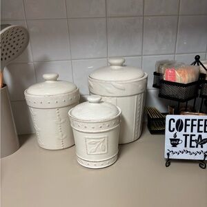 Signature Housewares Sorrento Set of 3 Ivory 36oz, 48oz, 80oz Canisters